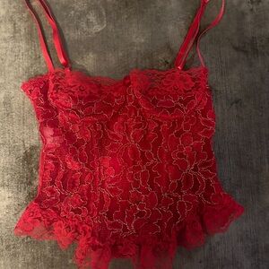 *****SOLD******* DO NOT PURCHASE - Red lace corset top with adjustable straps
